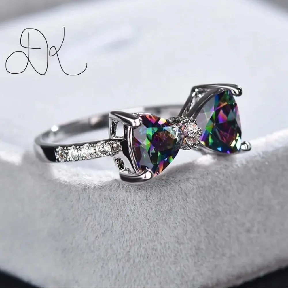 STERLING SILVER BRIDAL ENGAGEMENT SET RING
